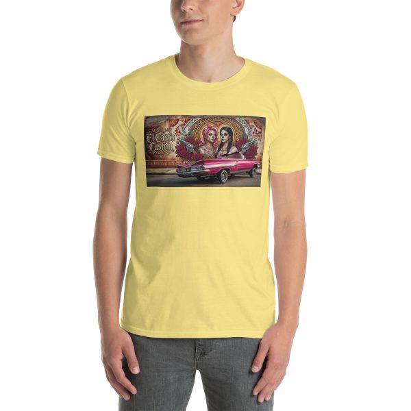 unisex-basic-softstyle-t-shirt-cornsilk-front-6a518bb808922.jpg T-Shirt « El Chola’s Custom » – L’Esprit Lowrider en Édition Exclusive